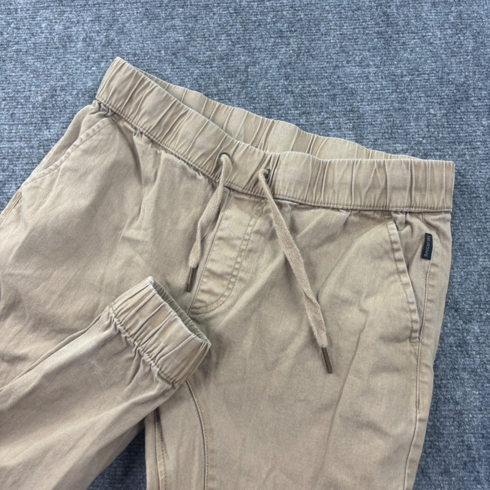 Ring of Fire Jogger Pants Large Tan Khaki Stretch Twill Drawstring Men's